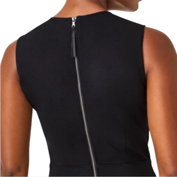 SPANX Perfect Sleeveless Jumpsuit Classic Black Ponte Flare Leg V-neck Slimming - Picture 7 of 16